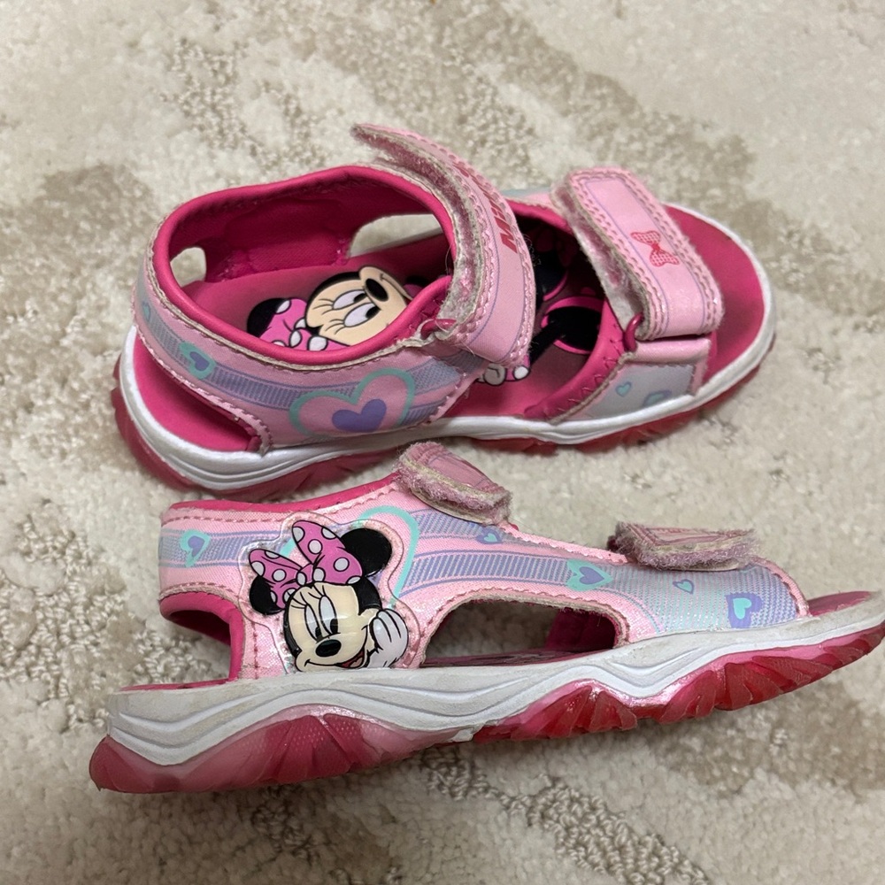 Disney Minnie Mouse Pink and White Kids Sandals